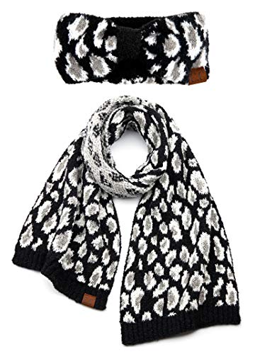 Leopard Print Headband and Scarf Set by Funky Junque