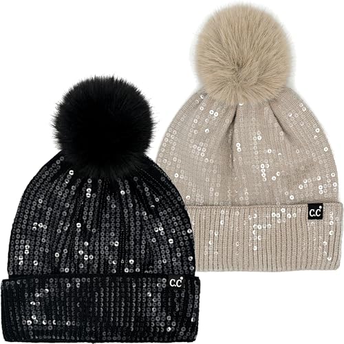 Smooth Sequin Pom Beanie by Funky Junque