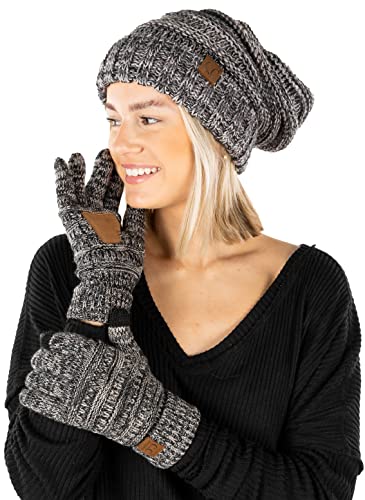 Multicolor Oversized Beanie & Gloves Matching Set by Funky Junque