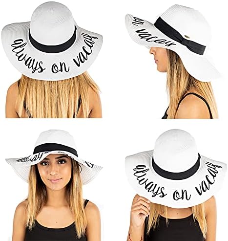 Always on Vacay Embroidered Sun Hat by Funky Junque