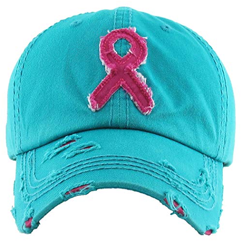 Breast Cancer Awareness Shredded Baseball Cap by Funky Junque