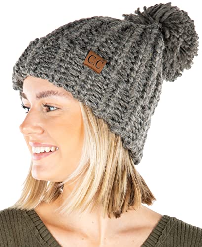 Chunky Knit Jumbo Yarn Pom Beanie by Funky Junque