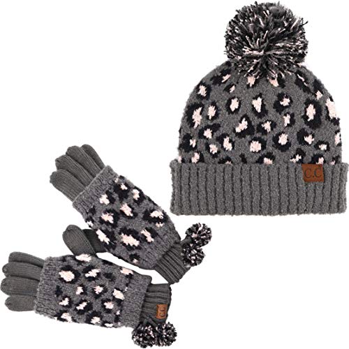 Leopard Print Beanie & Gloves Set by Funky Junque