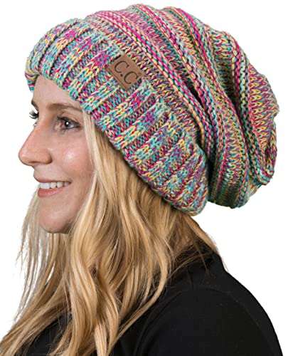 Multicolor Mix Oversized Slouchy Beanie by Funky Junque