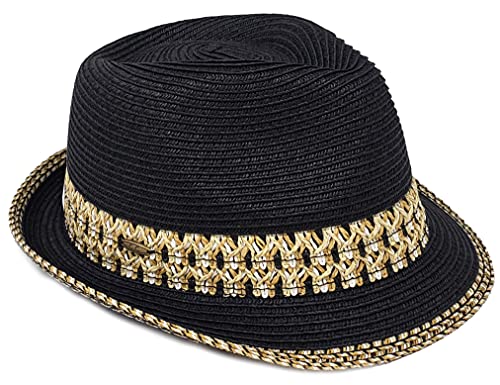 Multicolor Woven Band Straw Summer Fedora by Funky Junque