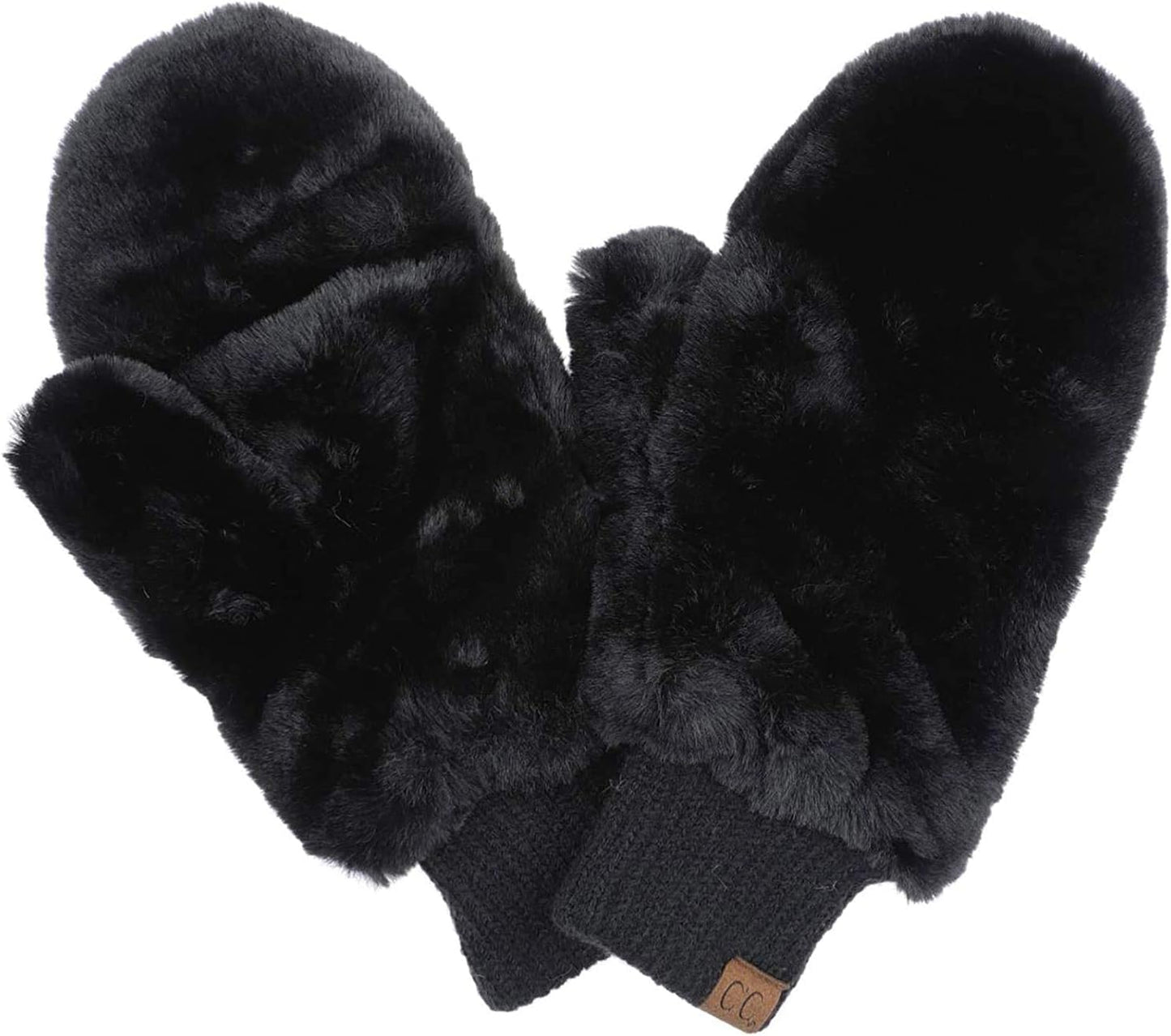 Faux Fur Convertible Mittens by Funky Junque