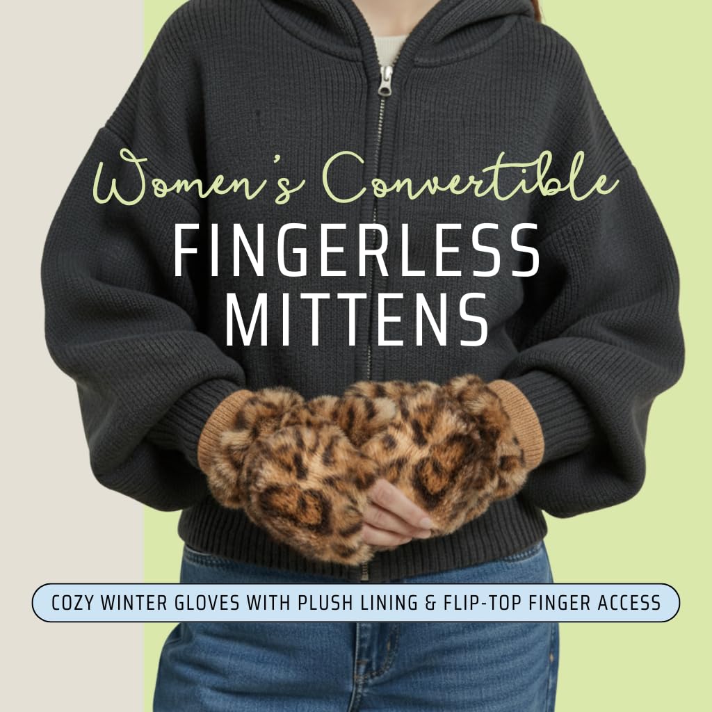 Faux Fur Convertible Mittens by Funky Junque