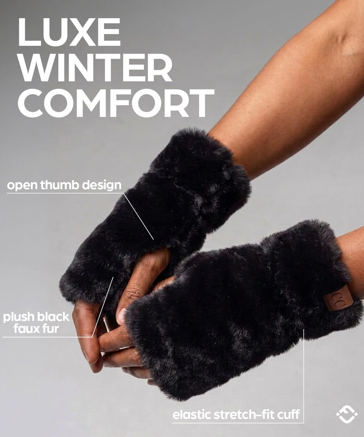 Fingerless Faux Fur Lined Fuzzy Gloves