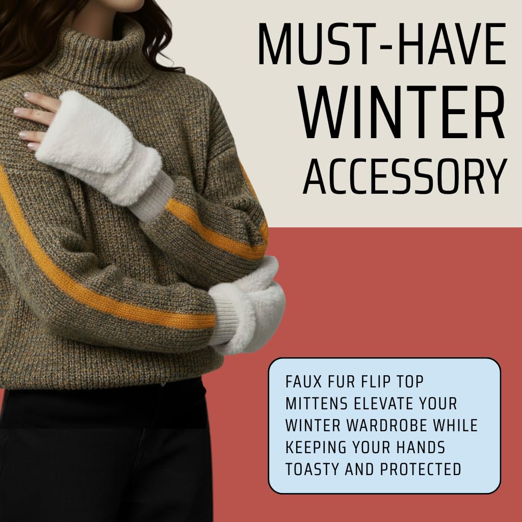 Faux Fur Convertible Mittens by Funky Junque