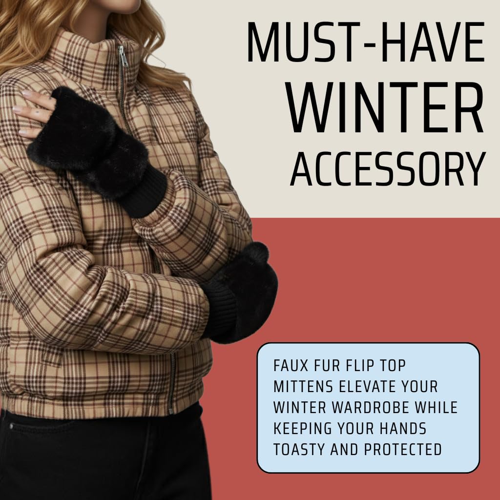 Faux Fur Convertible Mittens by Funky Junque