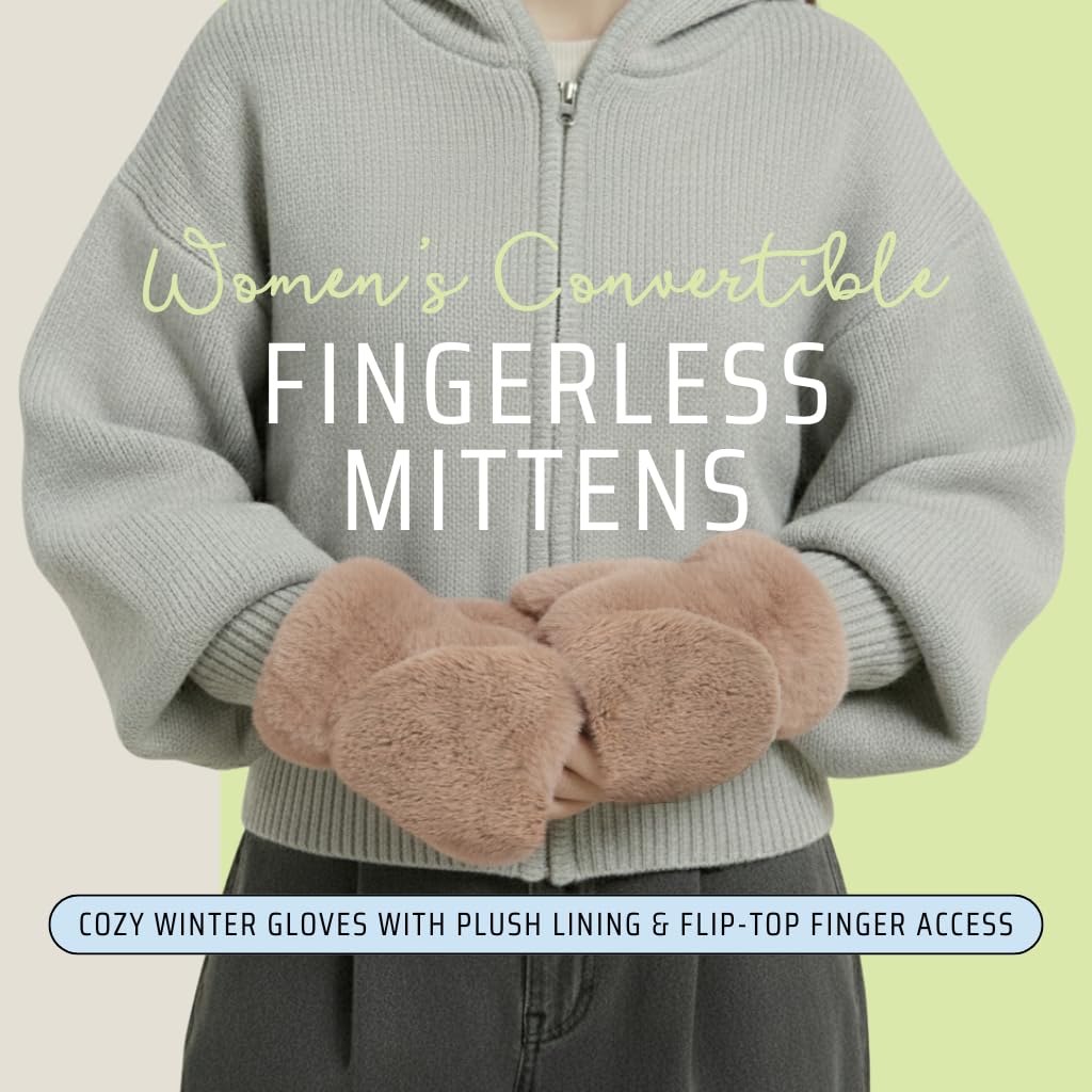 Faux Fur Convertible Mittens by Funky Junque