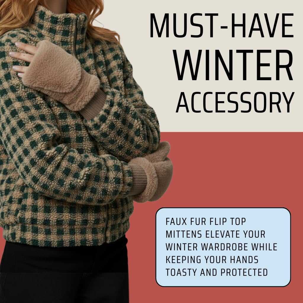 Faux Fur Convertible Mittens by Funky Junque