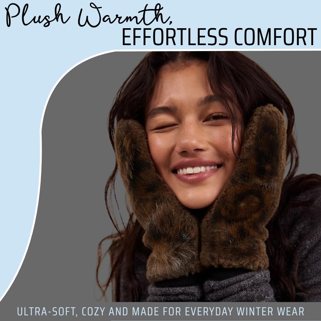 Faux Fur Convertible Mittens by Funky Junque