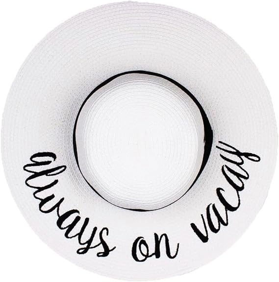 Always on Vacay Embroidered Sun Hat by Funky Junque