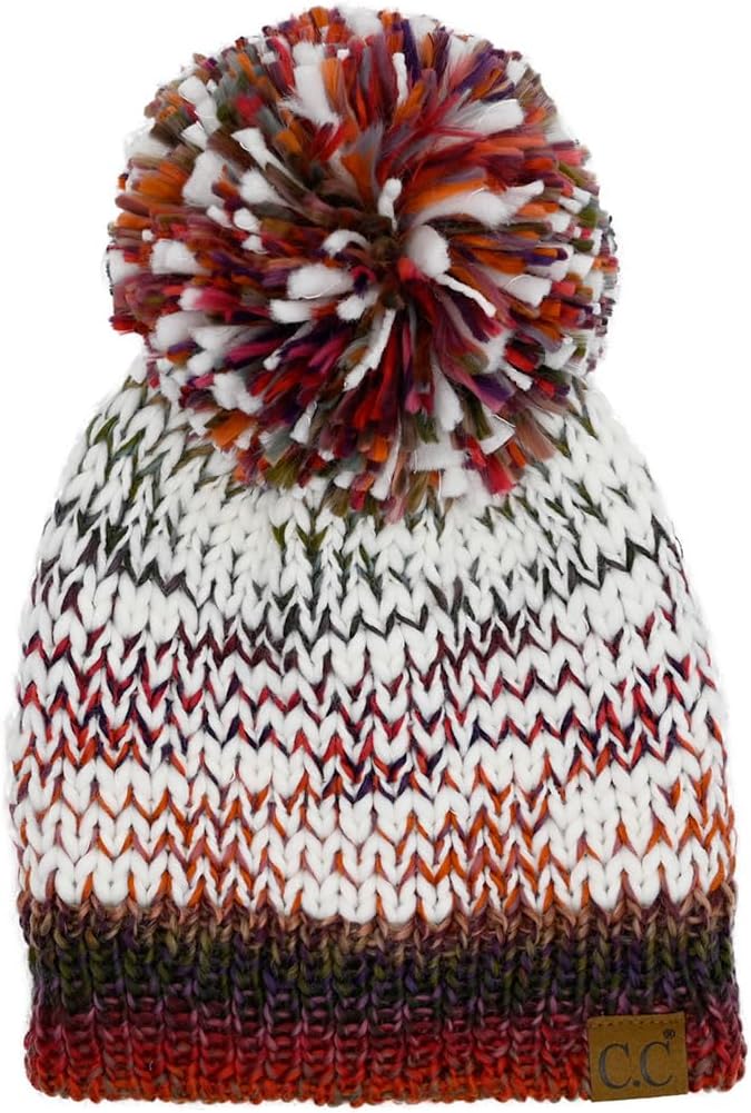 Chunky Knit Jumbo Yarn Pom Beanie by Funky Junque