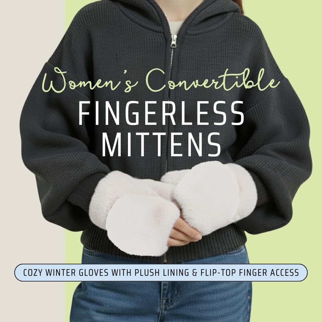 Faux Fur Convertible Mittens by Funky Junque