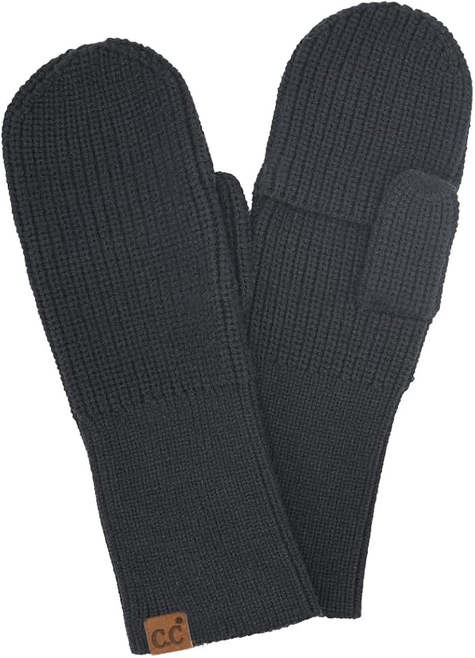 Ribbed Knit Convertible Fingerless Mittens