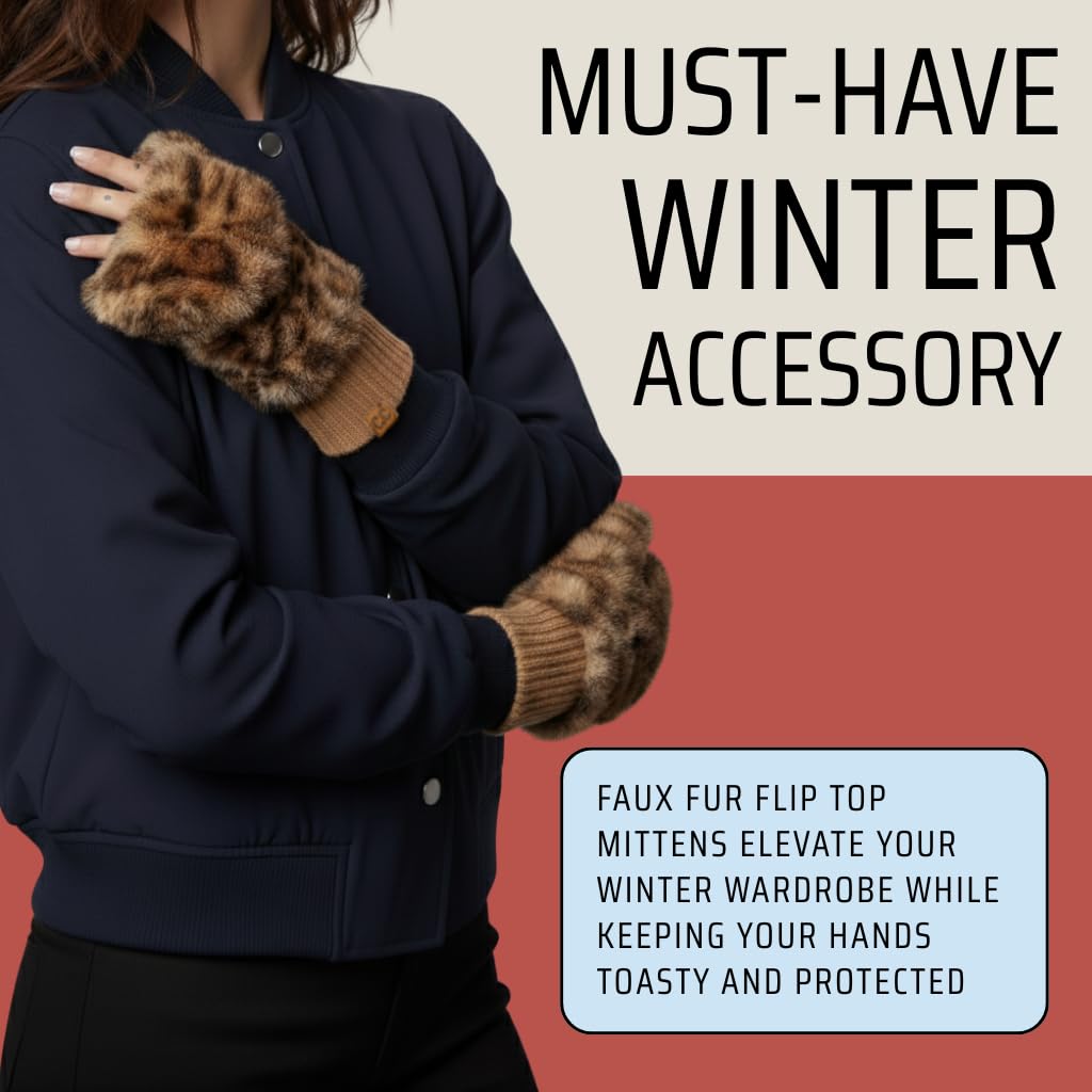 Faux Fur Convertible Mittens by Funky Junque
