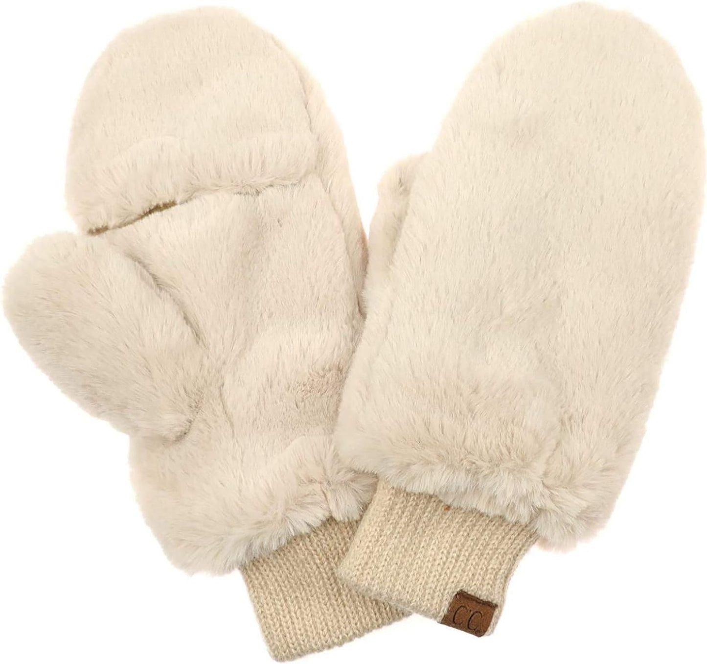 Faux Fur Convertible Mittens by Funky Junque