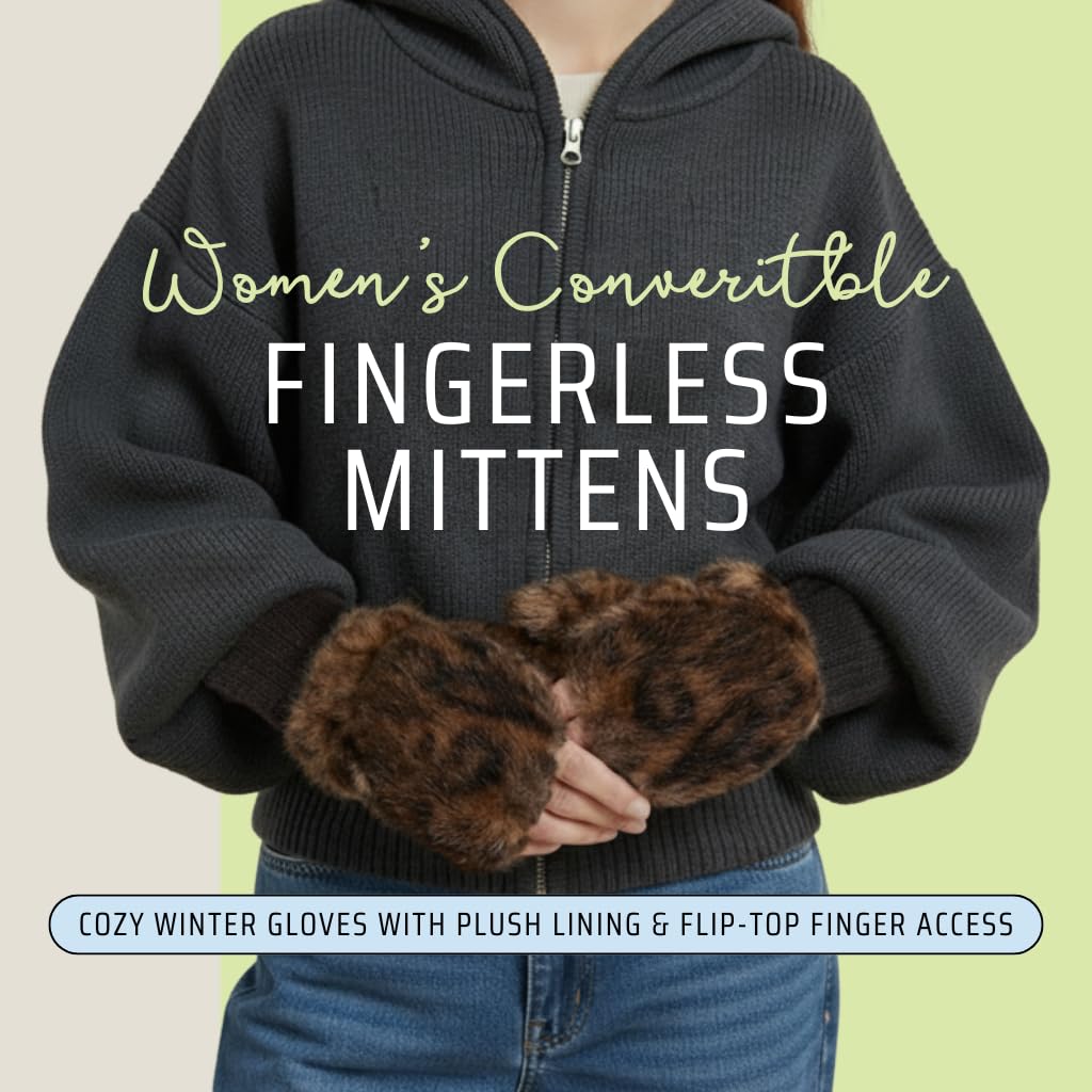 Faux Fur Convertible Mittens by Funky Junque