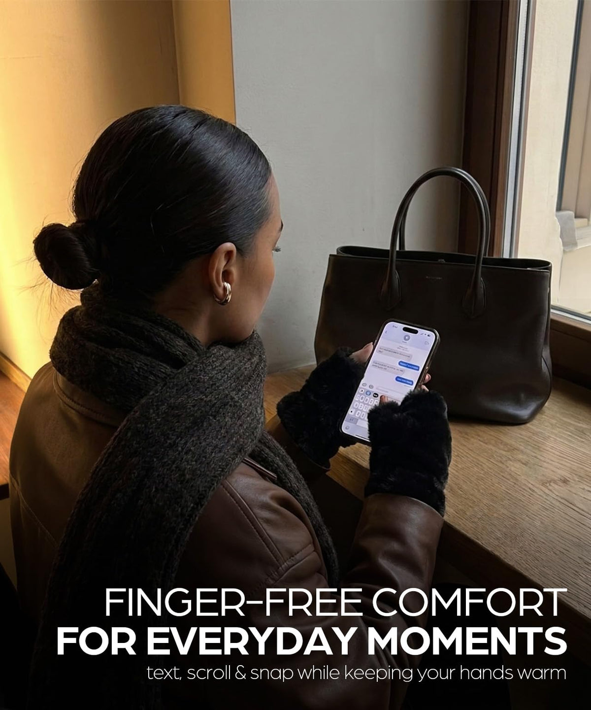 Fingerless Faux Fur Lined Fuzzy Gloves