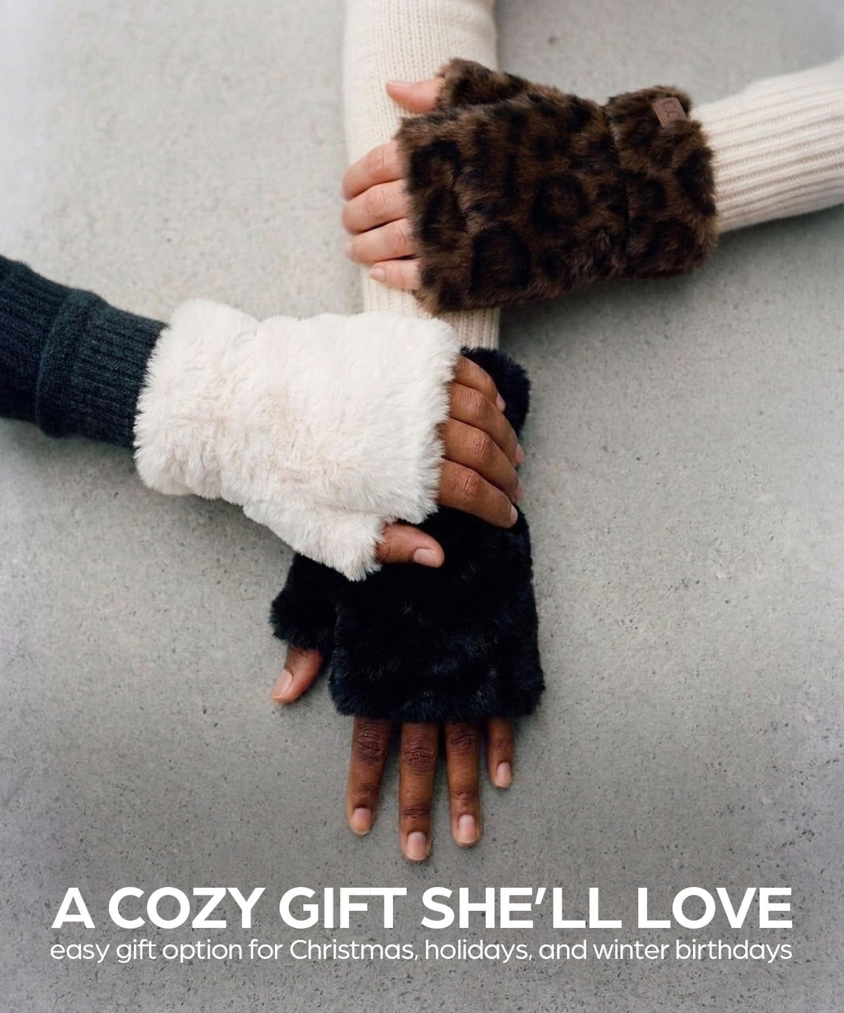 Fingerless Faux Fur Lined Fuzzy Gloves