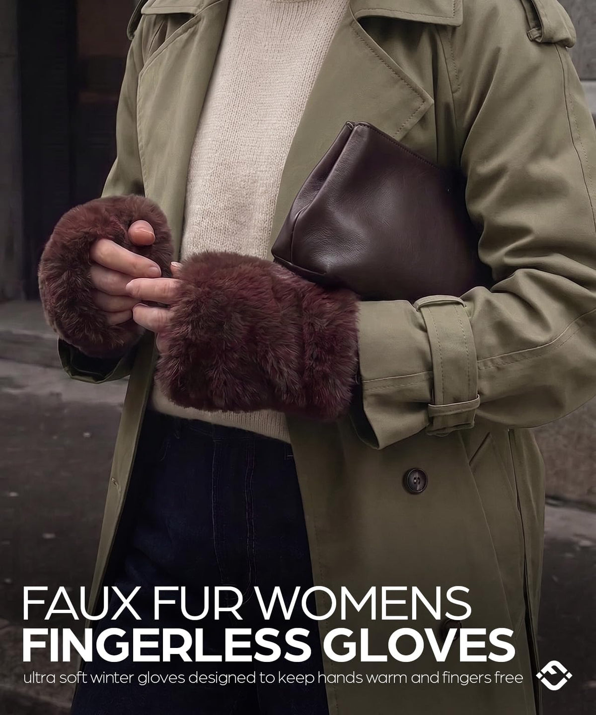Fingerless Faux Fur Lined Fuzzy Gloves