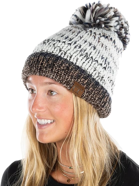 Chunky Knit Jumbo Yarn Pom Beanie by Funky Junque