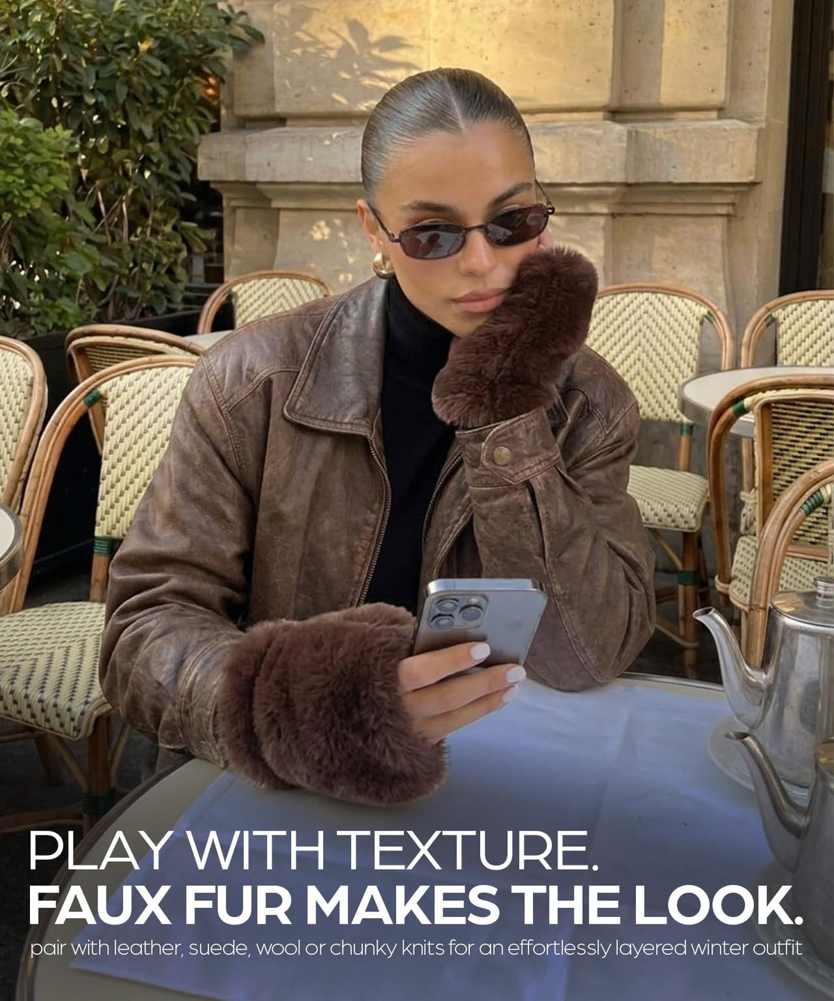 Fingerless Faux Fur Lined Fuzzy Gloves