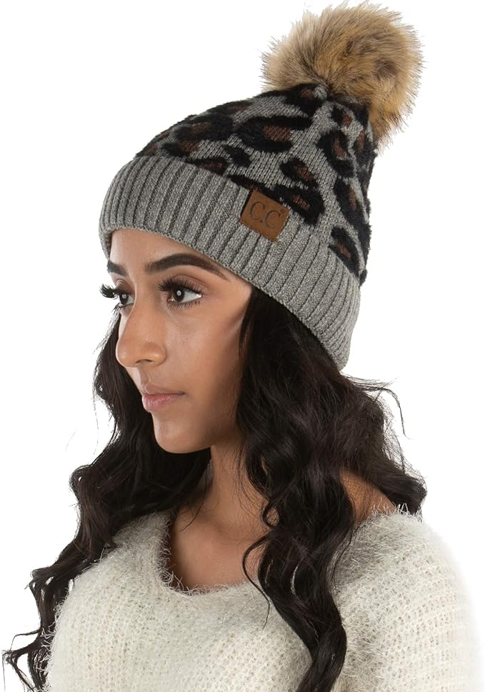 Animal Print Pom Beanie by Funky Junque