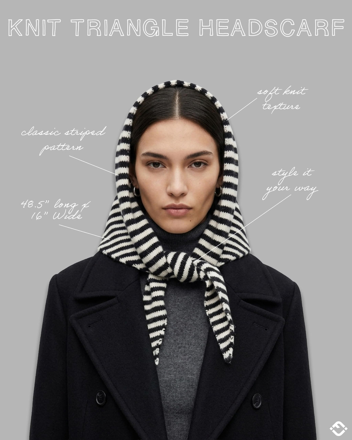 Wool Blend Triangle Scarf Head Wrap