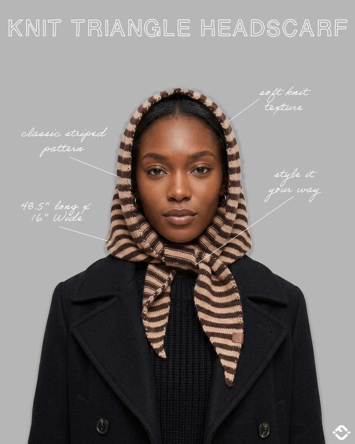 Wool Blend Triangle Scarf Head Wrap