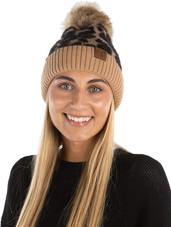 Animal Print Pom Beanie by Funky Junque