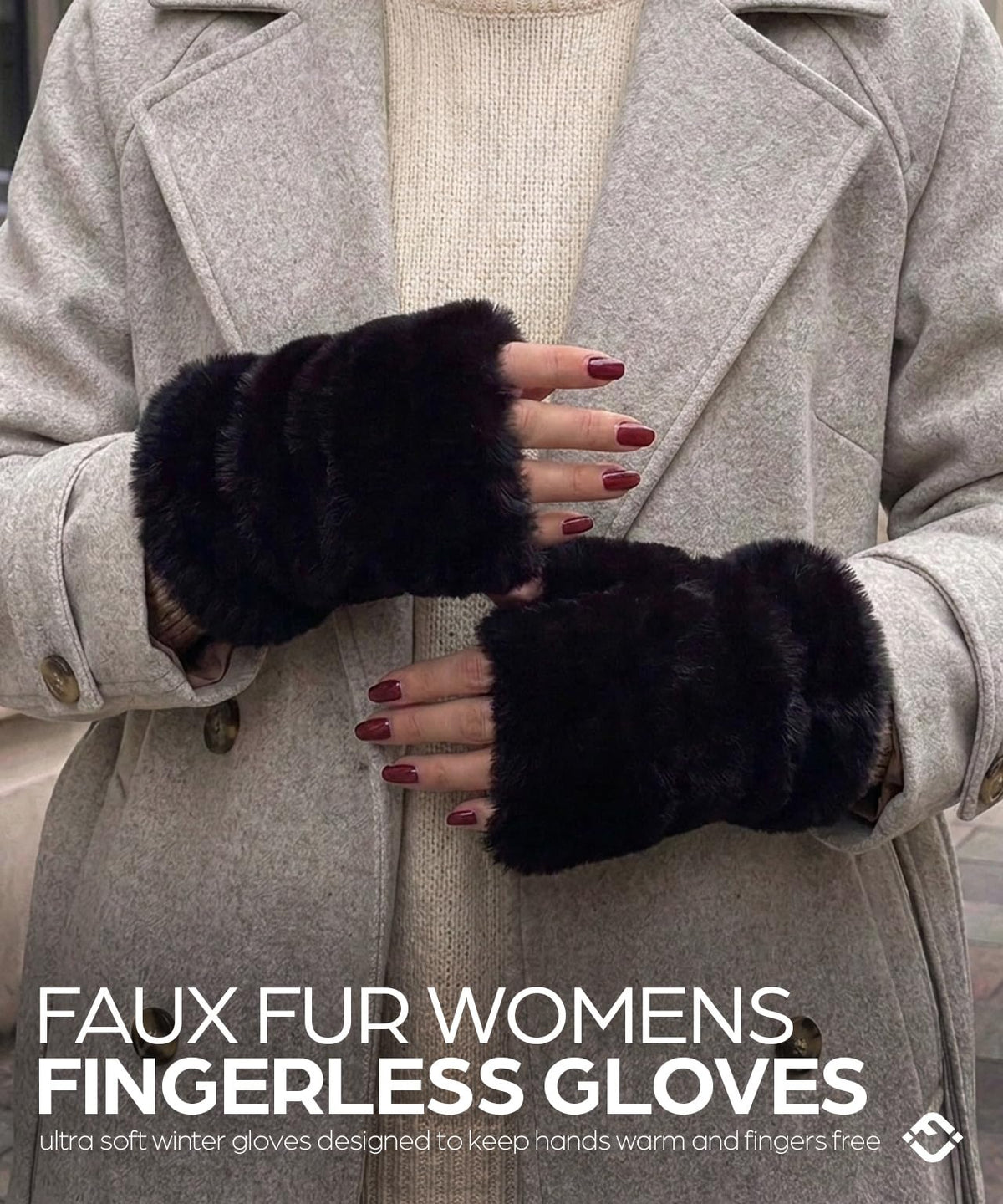 Fingerless Faux Fur Lined Fuzzy Gloves