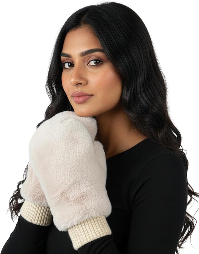 Faux Fur Convertible Mittens by Funky Junque