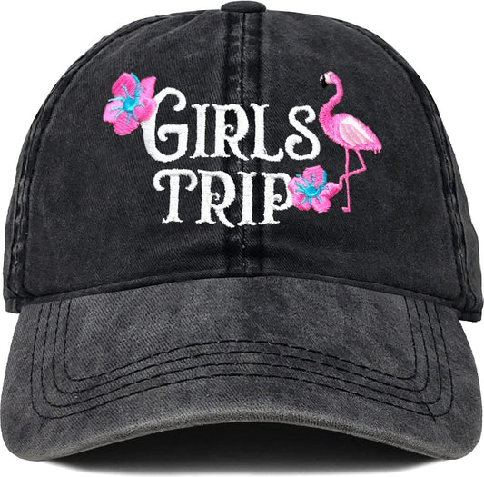 Girls Trip Flamingo Washed Dad Hat by Funky Junque