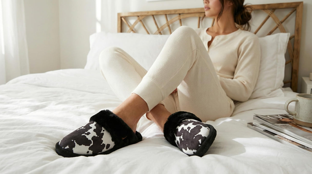 Clog Slippers for Women - Fuzzy Cow Slides
