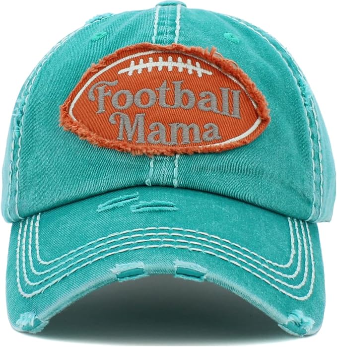 Football Mama Distressed Patch Hat by Funky Junque