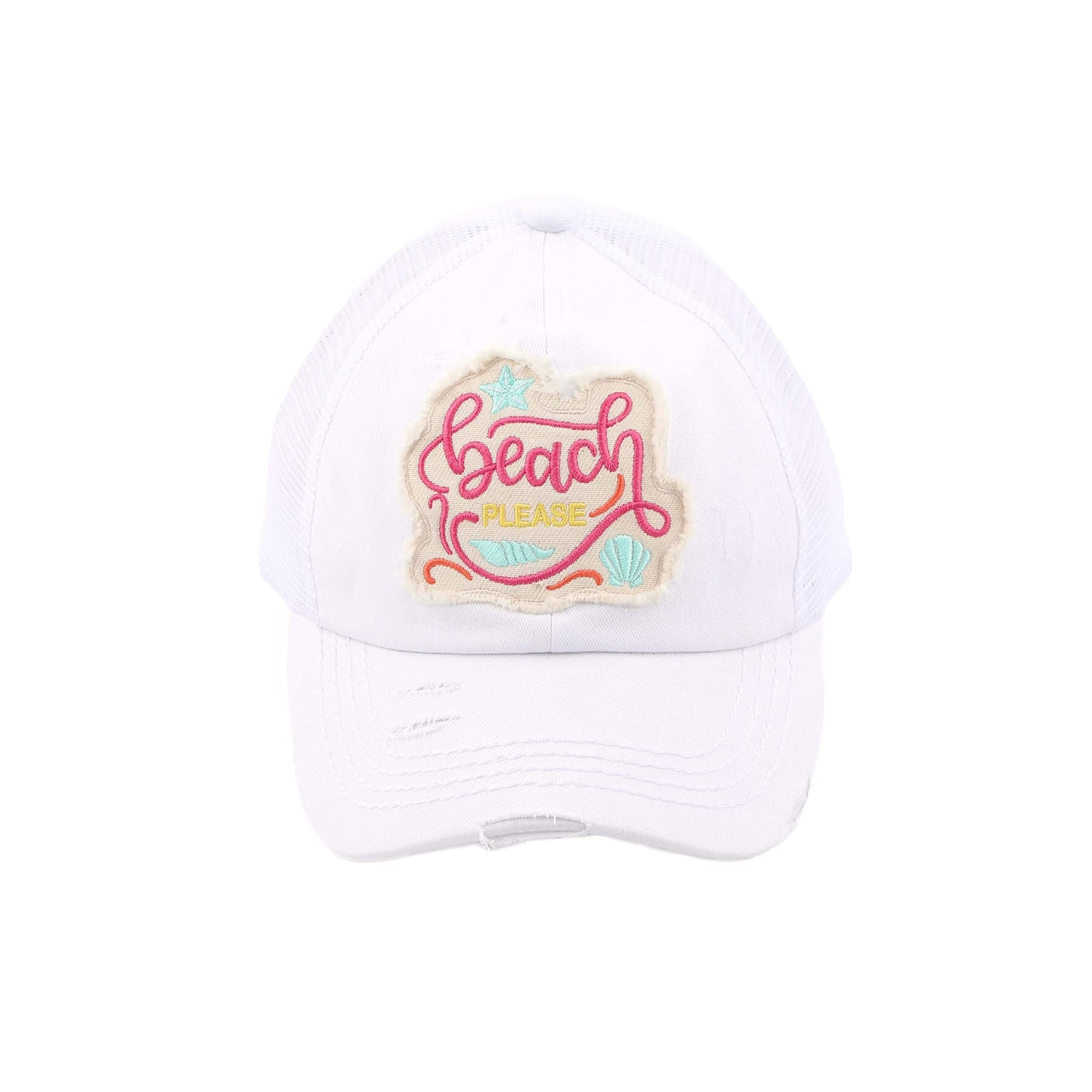 Beach Please Criss Cross Ponytail Hat by Funky Junque