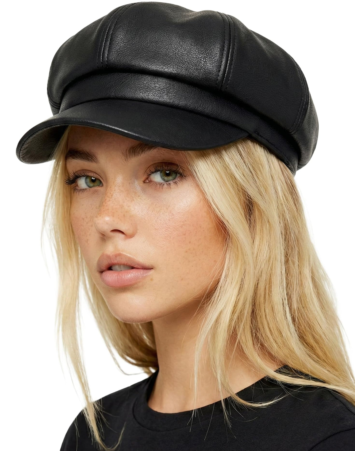 Women's Newsboy Cabbie Cap - Faux Leather