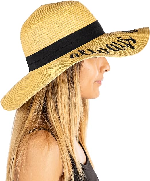 Always on Vacay Embroidered Sun Hat by Funky Junque