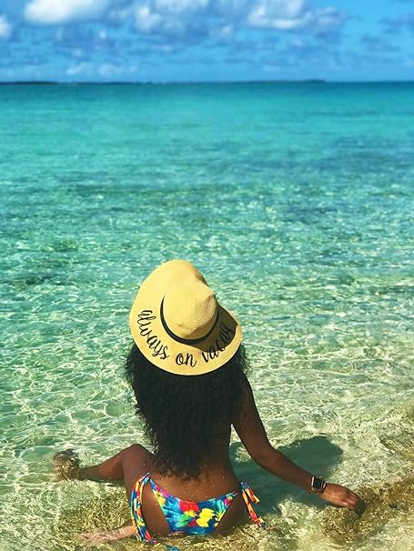 Always on Vacay Embroidered Sun Hat by Funky Junque