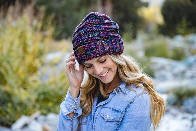 Multicolor Mix Oversized Slouchy Beanie by Funky Junque