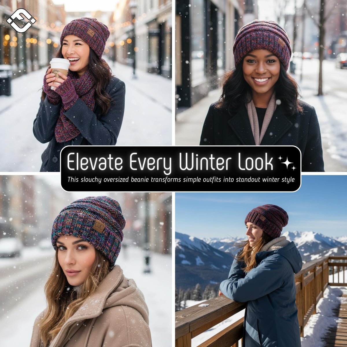 Multicolor Mix Oversized Slouchy Beanie by Funky Junque