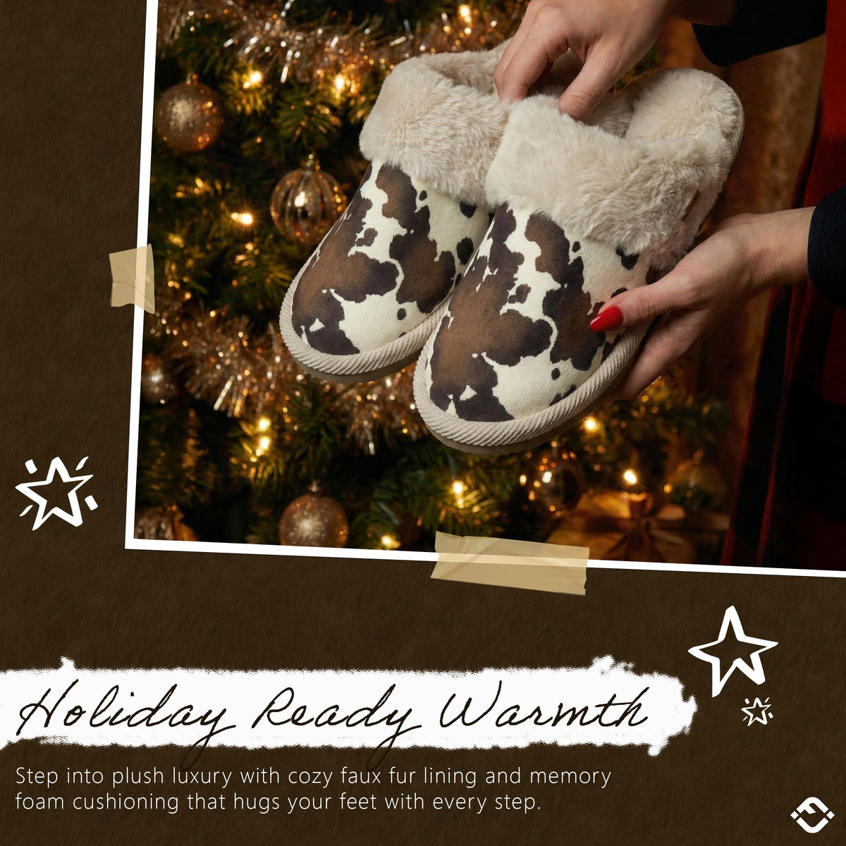 Clog Slippers for Women - Fuzzy Cow Slides