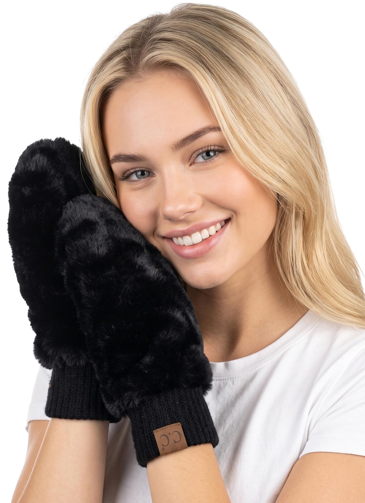 Faux Fur Convertible Mittens by Funky Junque
