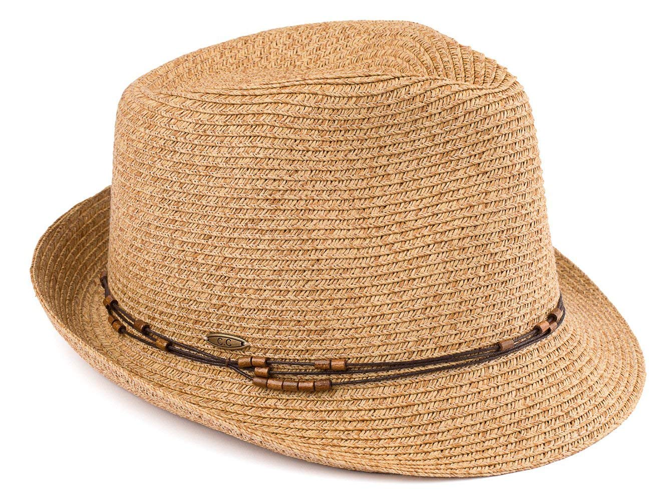 Beaded Rope Band Straw Summer Fedora by Funky Junque