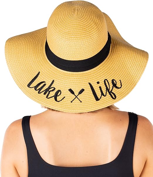 Lake Life Embroidered Sun Hat by Funky Junque