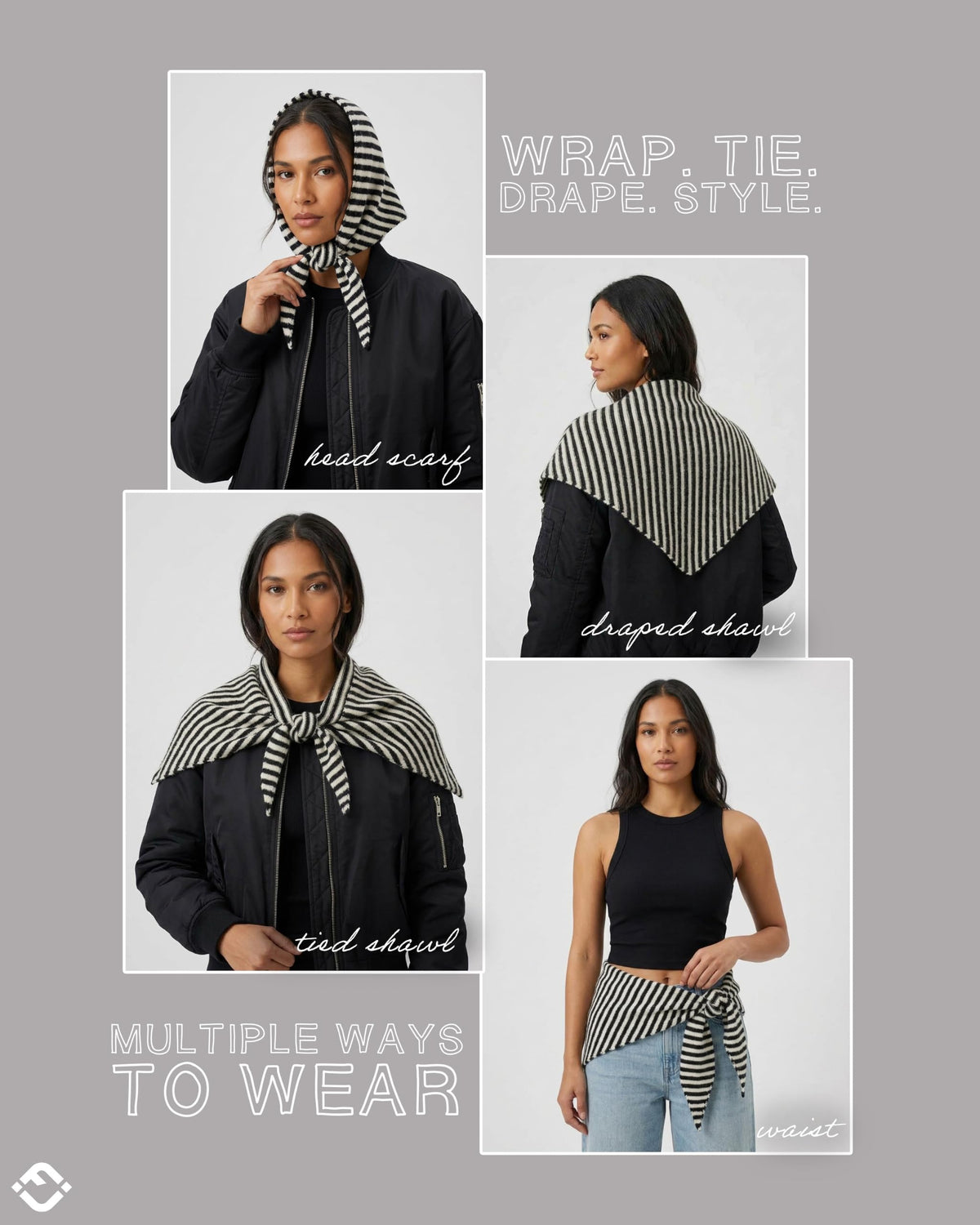 Wool Blend Triangle Scarf Head Wrap