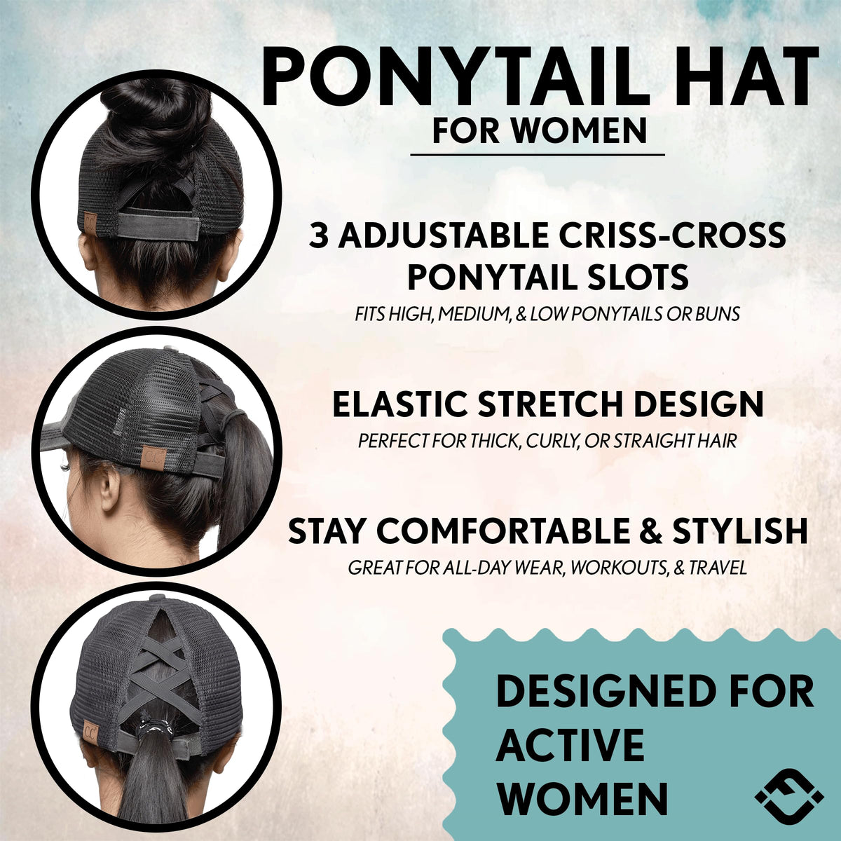 Cow Print Criss Cross Ponytail Cap